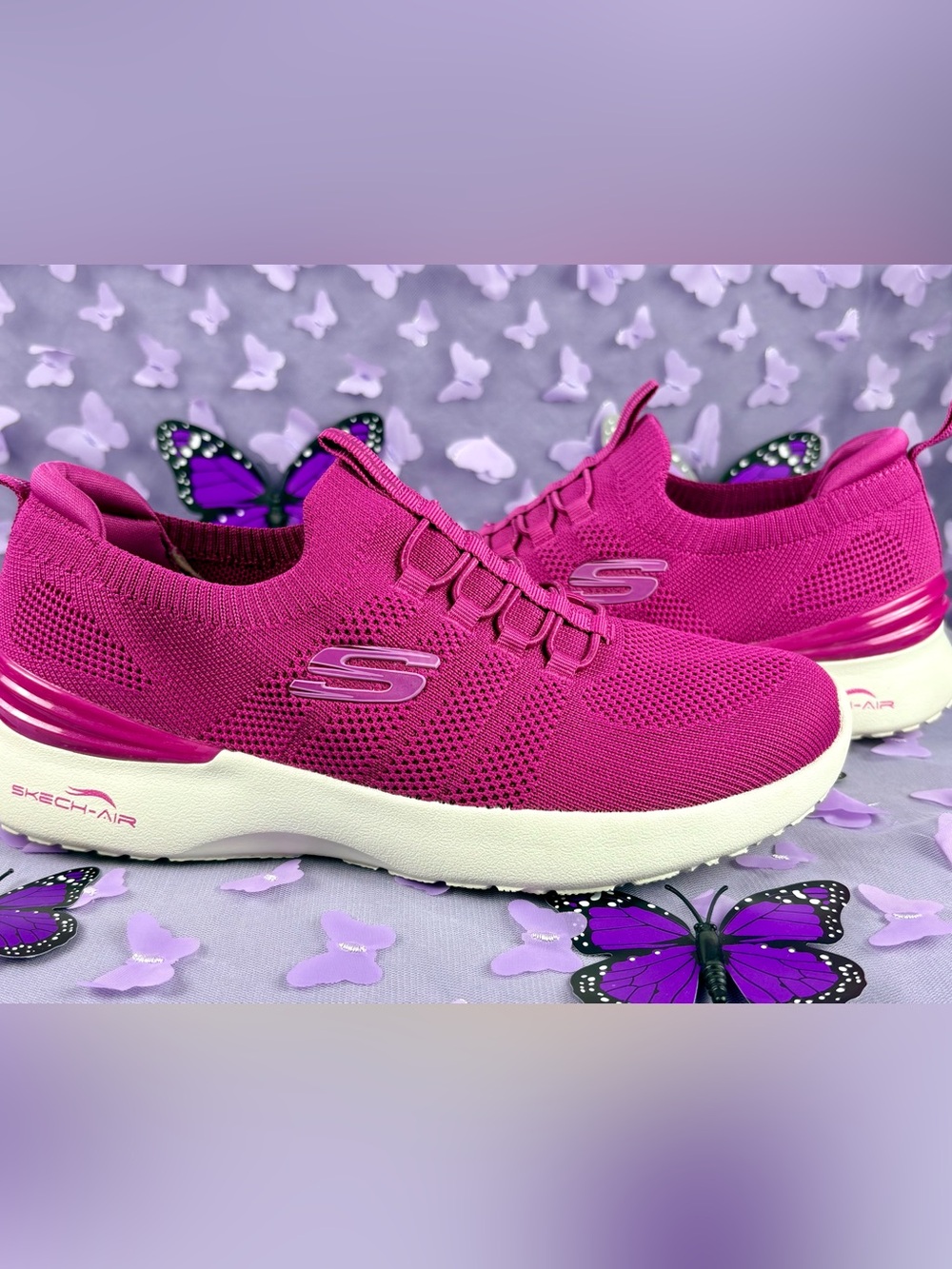 Skechers Skech-Air Magenta Hands Free Slip-On Sneakers